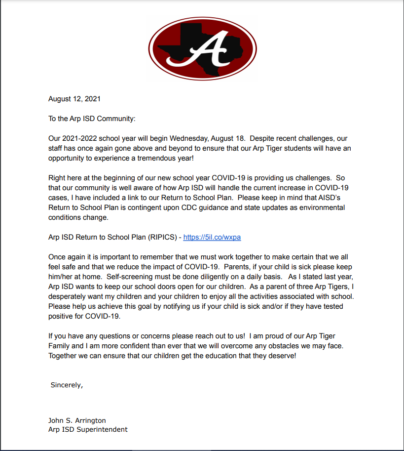 Coach A Letter to the Community